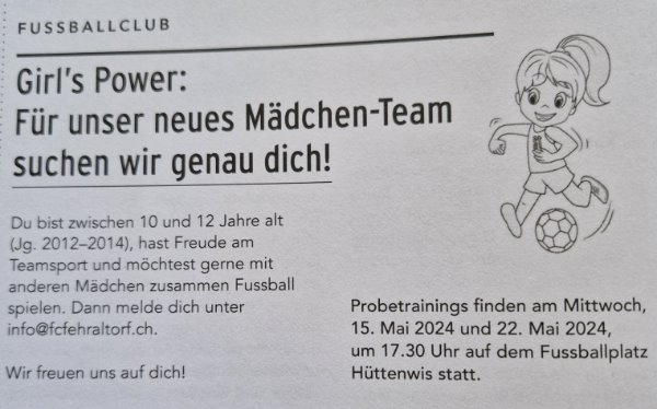 Mädchenschnuppertraining